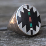 Vintage Sterling Zuni Inlay Ring 9.75