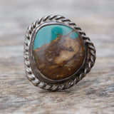 Vintage Sterling Turquoise Roper Ring 4