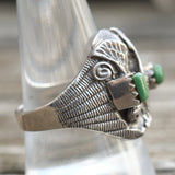 Vintage Sterling Turquoise Eagle Ring 10.5