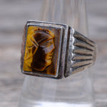 Vintage Sterling Tigers Eye Centurion Ring 9.25