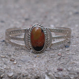 Vintage Sterling Agate Stamped Cuff
