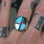 Vintage Sterling Inlay Ring 9