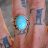 Vintage Sterling Turquoise Thunderbird Ring 9.75