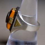 Vintage Mexican Biker Aztec Souvenir Ring 9.75