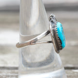 Vintage Sterling Turquoise Feather Ring 8.5