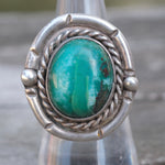 Vintage Sterling Turquoise Roper Ring 6.25