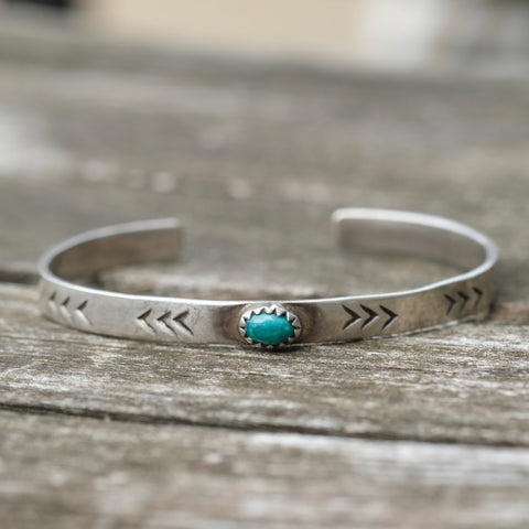 Vintage Sterling Turquoise Stamped Cuff