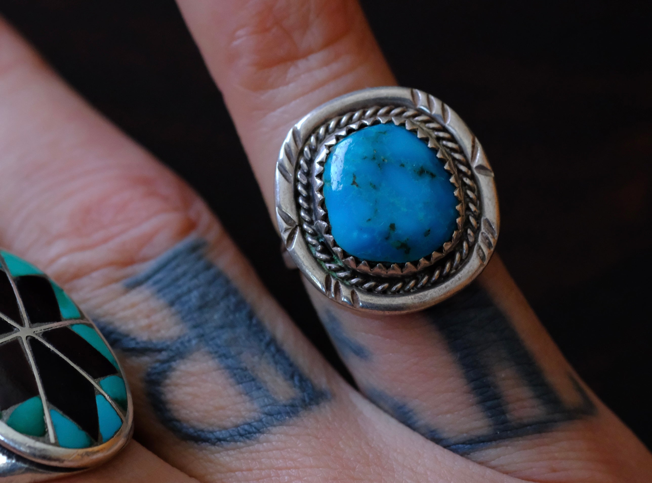 Vintage Sterling Turquoise Ring 5.75