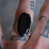 Vintage Sterling Onyx Oval Signet Ring 9.5