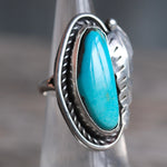 Vintage Sterling Turquoise Feather Ring 4.75