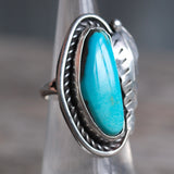 Vintage Sterling Turquoise Feather Ring 4.75
