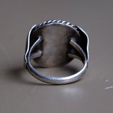 Vintage Sterling Turquoise Ribbed Band Ring 8.5