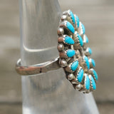 Vintage Sterling Turquoise Cluster Ring 5.75