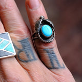 Vintage Sterling Turquoise Feather Ring 4.5