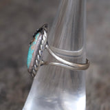 Vintage Sterling Turquoise Feather Ring 6