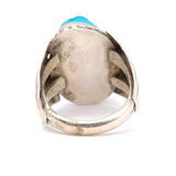 Vintage Sterling Turquoise Ribbed Band Ring 10