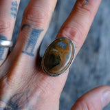 Vintage Sterling jasper Ring 10.75