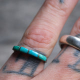 Vintage Sterling Turquoise Inlay Band 5.75