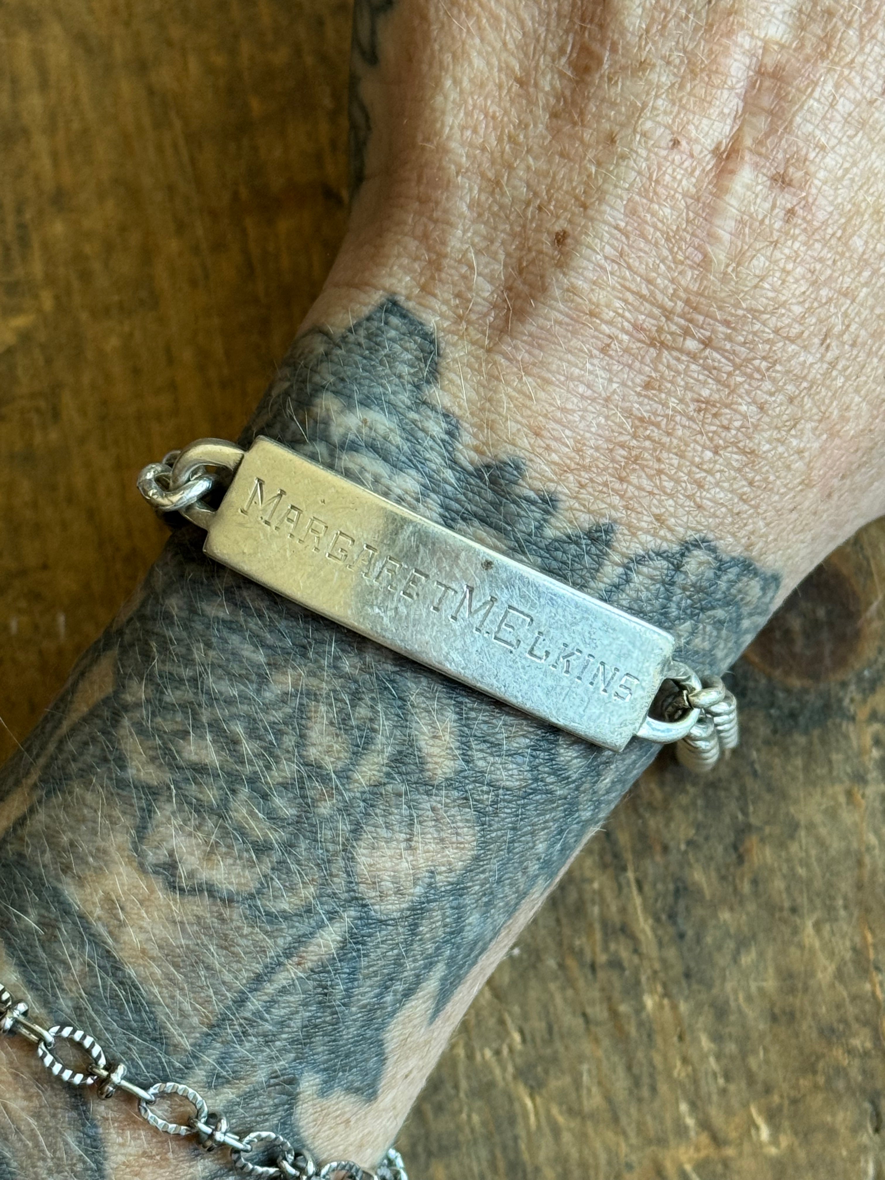Vintage Sterling Silver Heavy ID Bracelet 7.25"