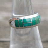 Vintage Sterling Turquoise Inlay Band 6