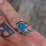 Vintage Sterling Turquoise Thunderbird Ring 5.75