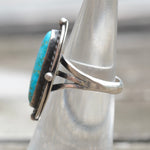 Vintage Sterling Turquoise Roper Ring 5