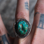 Vintage Sterling Turquoise Roper Ring 8