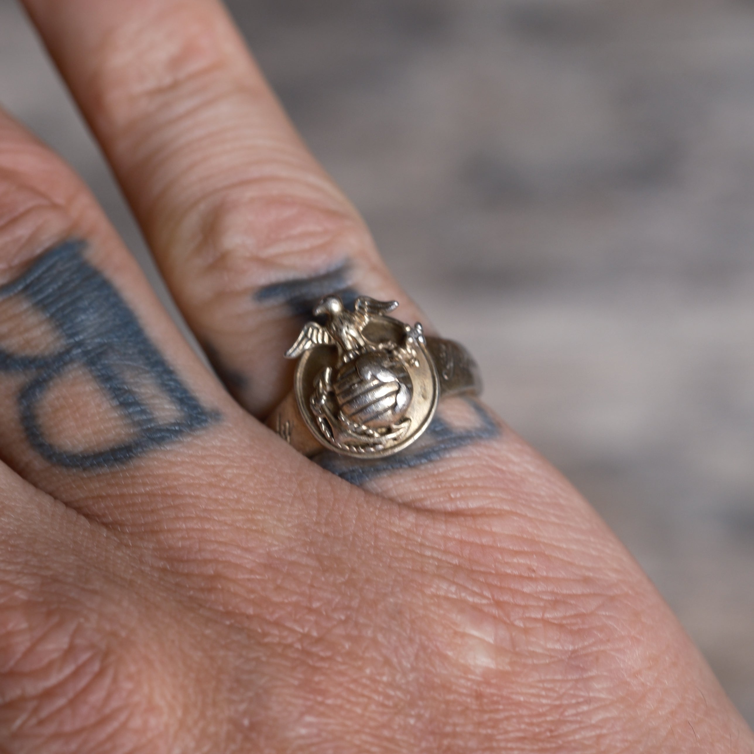 Vintage Sterling Silver Military Ring 5.75