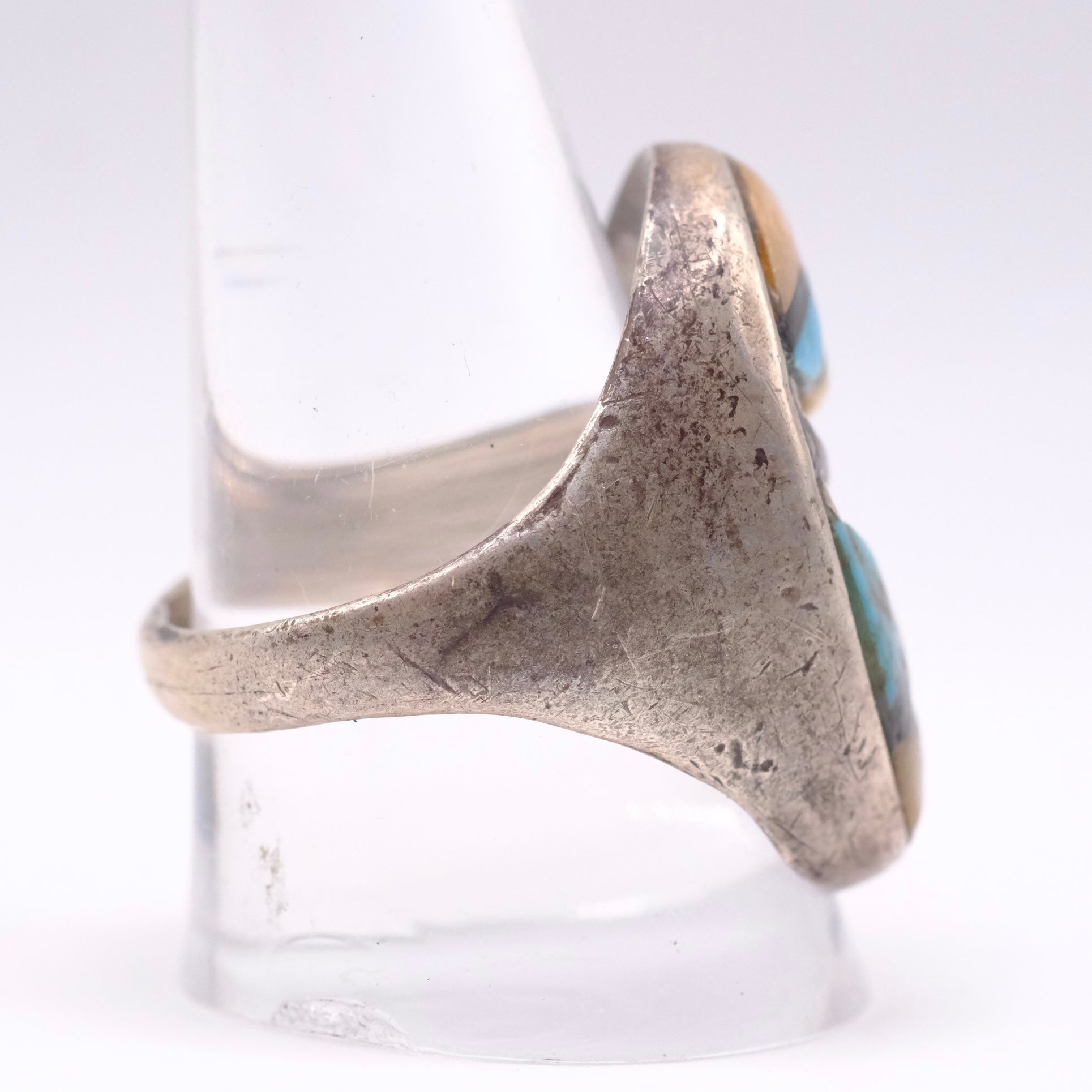Vintage Sterling Zuni Inlay Ring 10.75