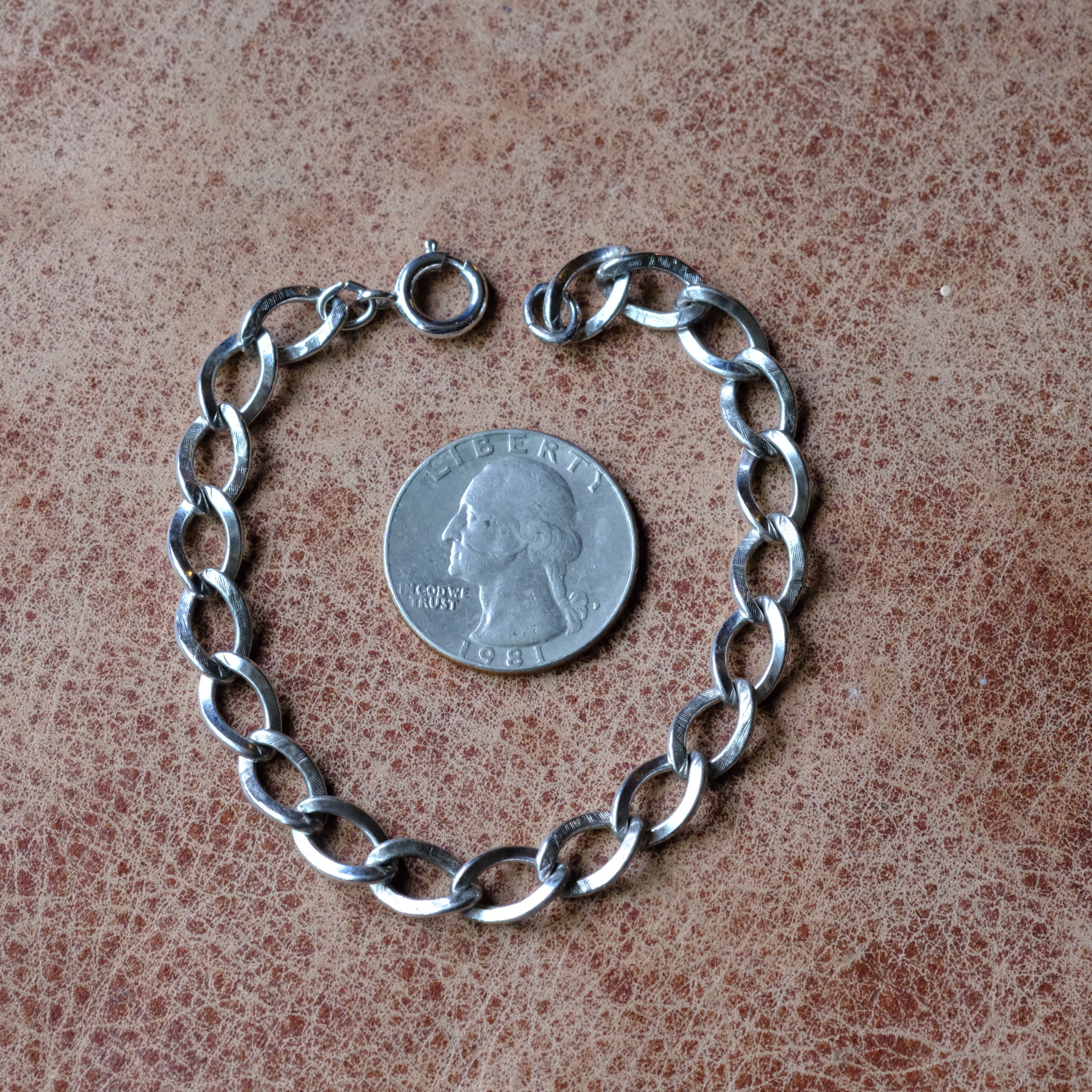 Vintage Sterling Silver Curb Chain Bracelet