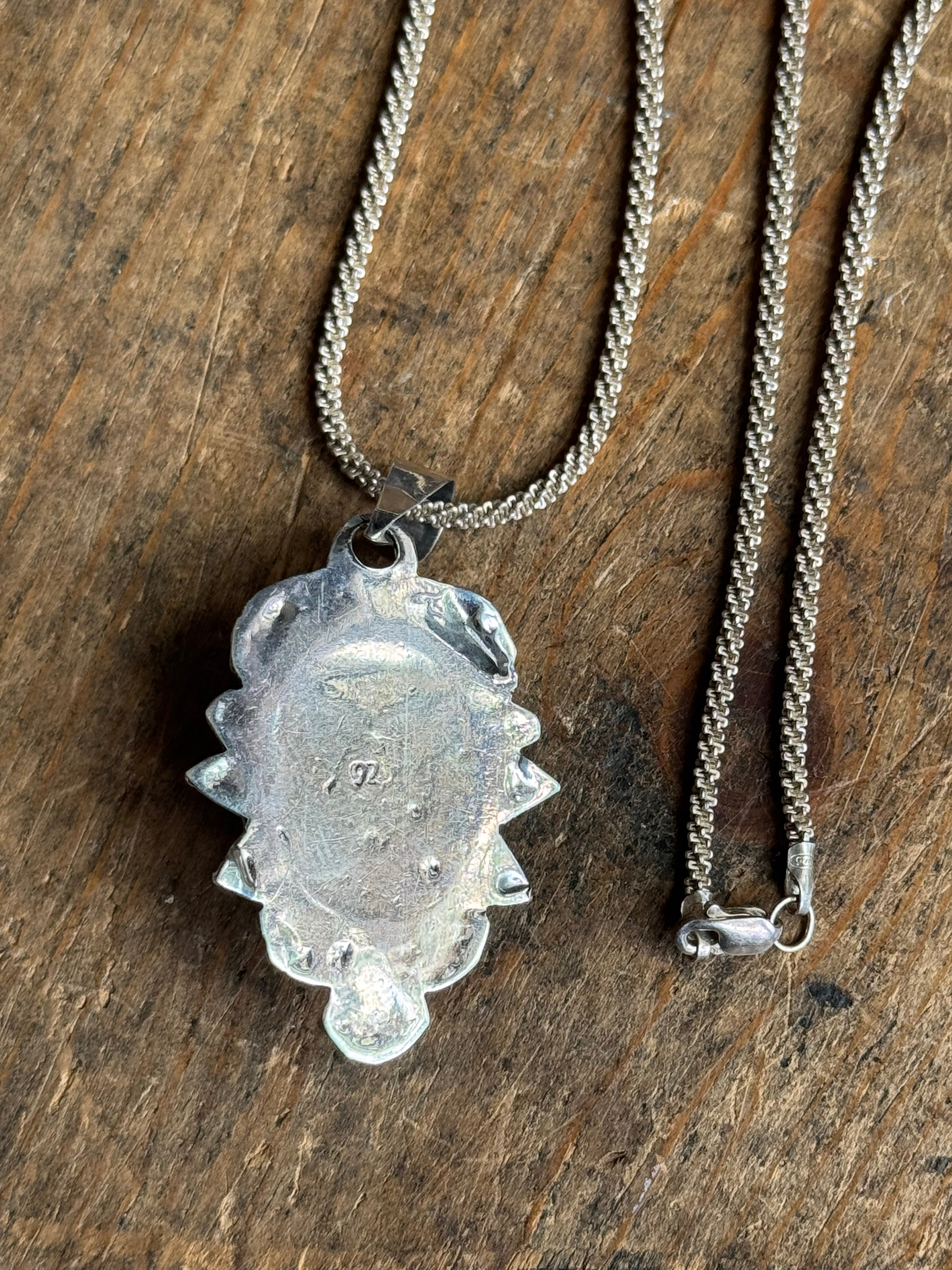 Vintage Sterling Silver Chunky Turquoise Necklace