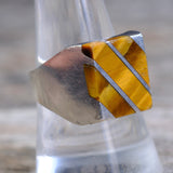 Vintage Sterling Tigers Eye Inlay Striper Ring 9.75
