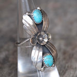Vintage Sterling 2-Stone Turquoise Blossom Ring 6.75