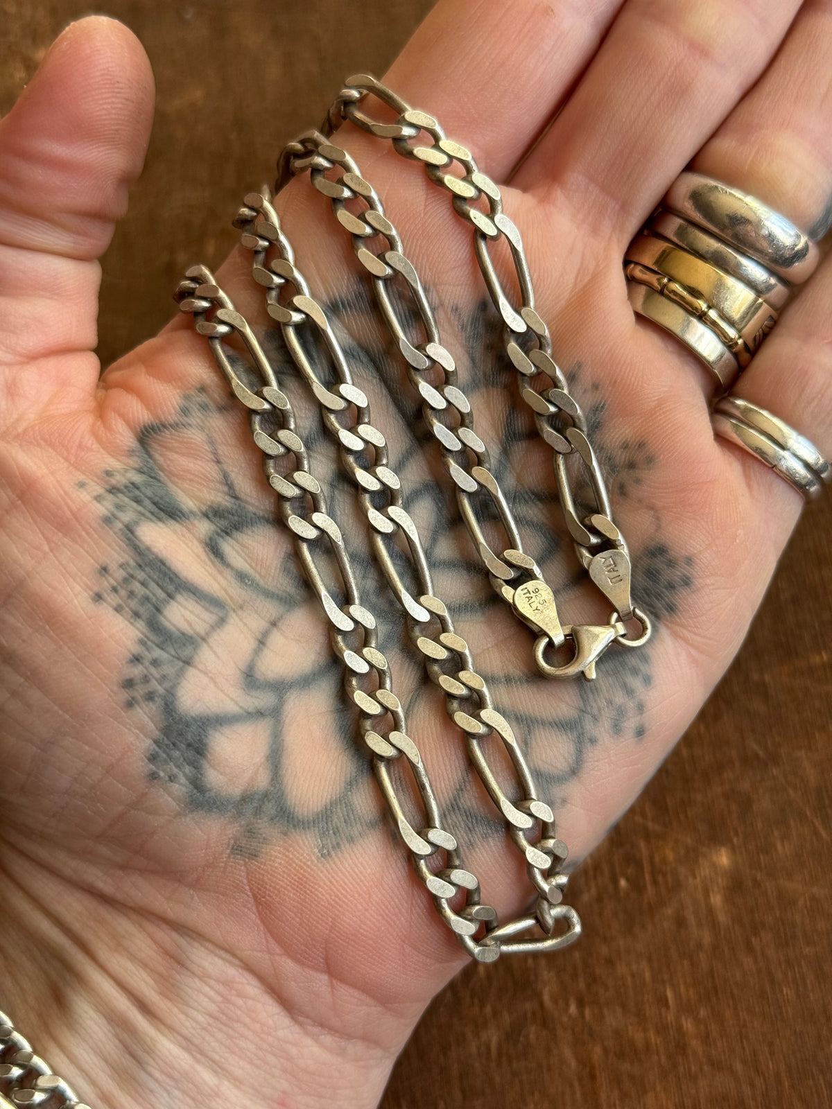 Vintage Sterling Silver 18” Figaro Chain