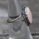 Vintage Sterling Mother Of Pearl Roper Ring 4.25