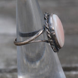 Vintage Sterling Mother Of Pearl Roper Ring 4.25