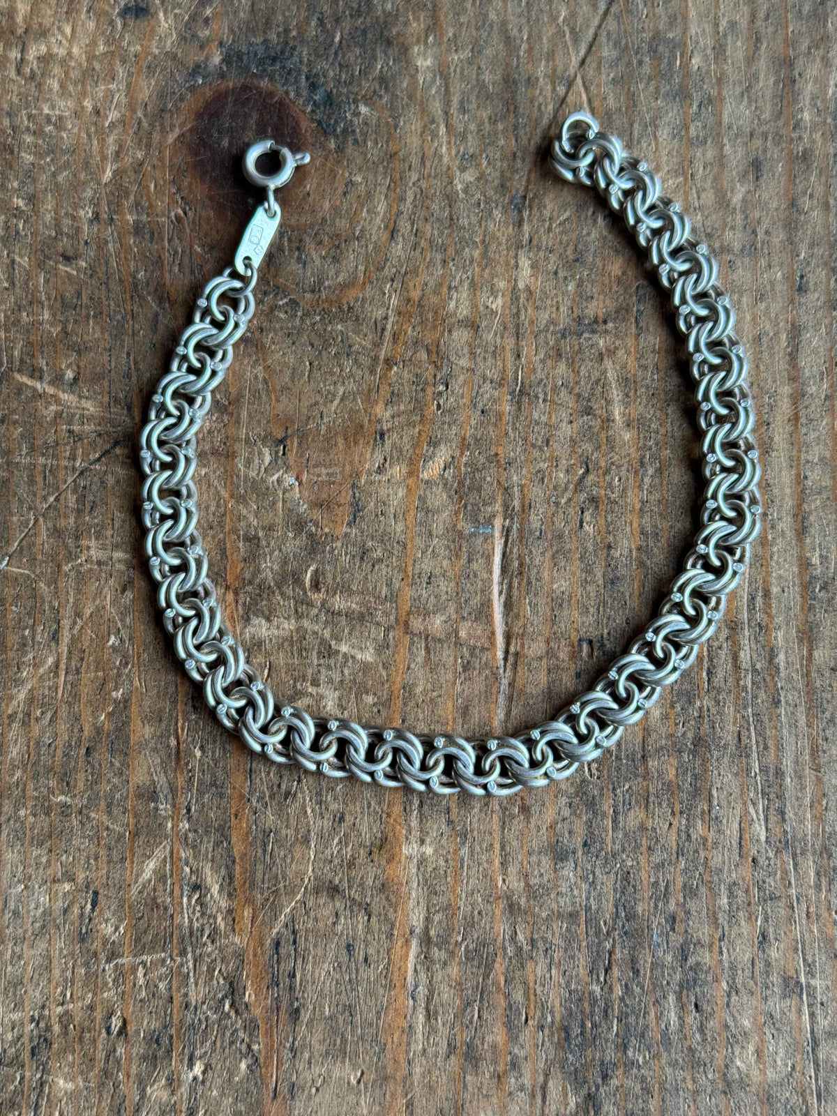 Vintage Sterling Silver Double Link Chain Bracelet