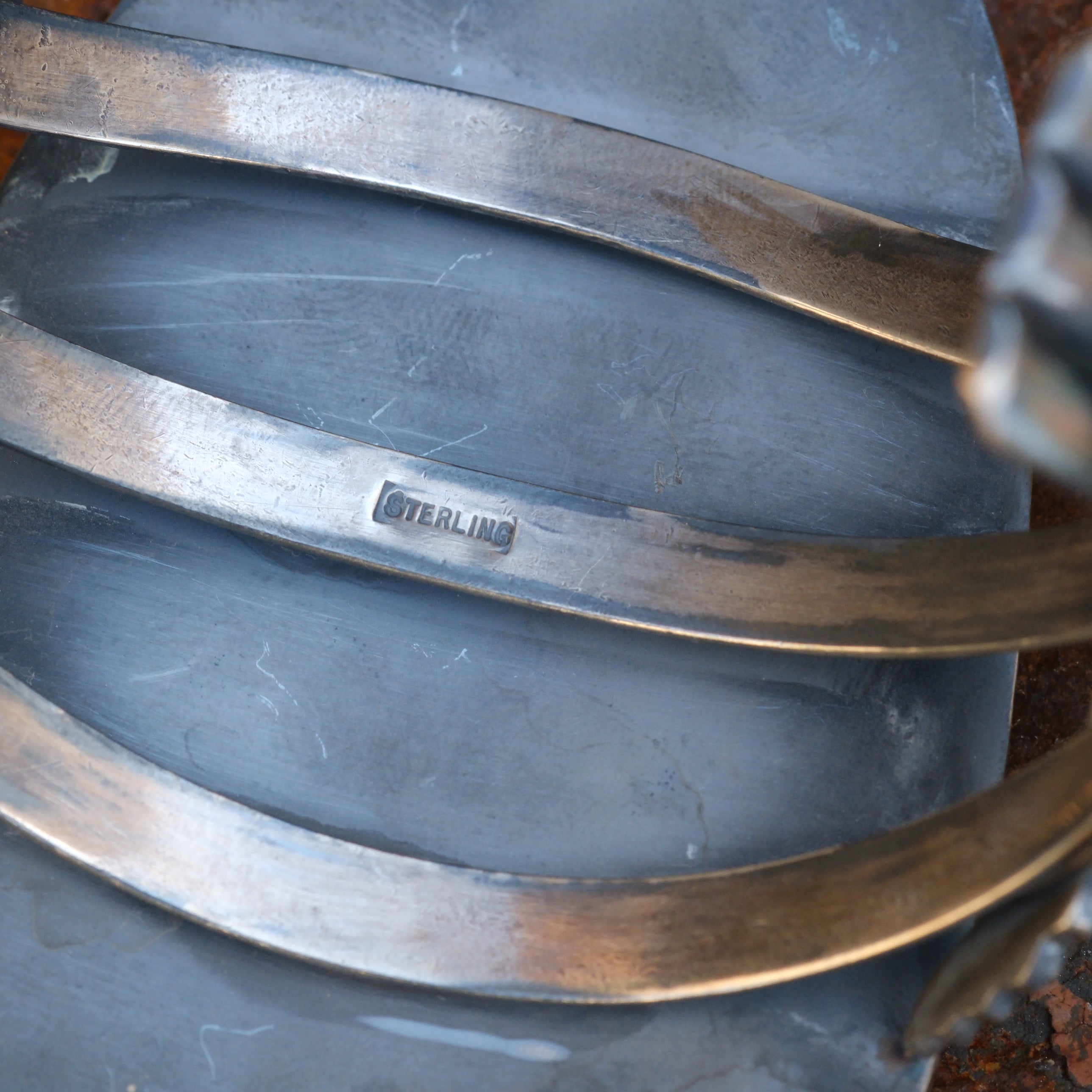 HUGE Vintage Sterling Turquoise Feather Cuff Bracelet