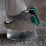 Vintage Sterling Malachite and Onyx Inlay Striper Ring 13