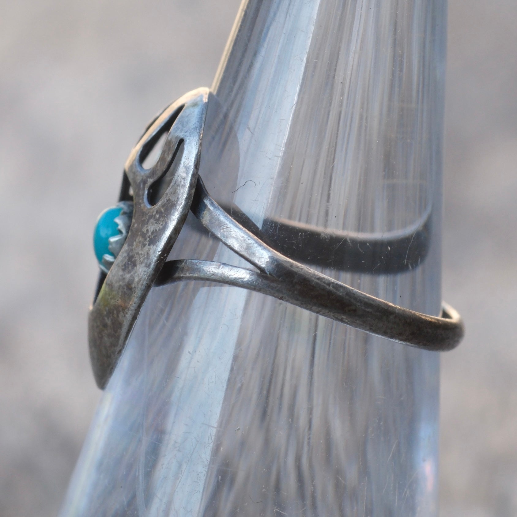 Vintage Sterling Turquoise Bear Paw Ring 5.5