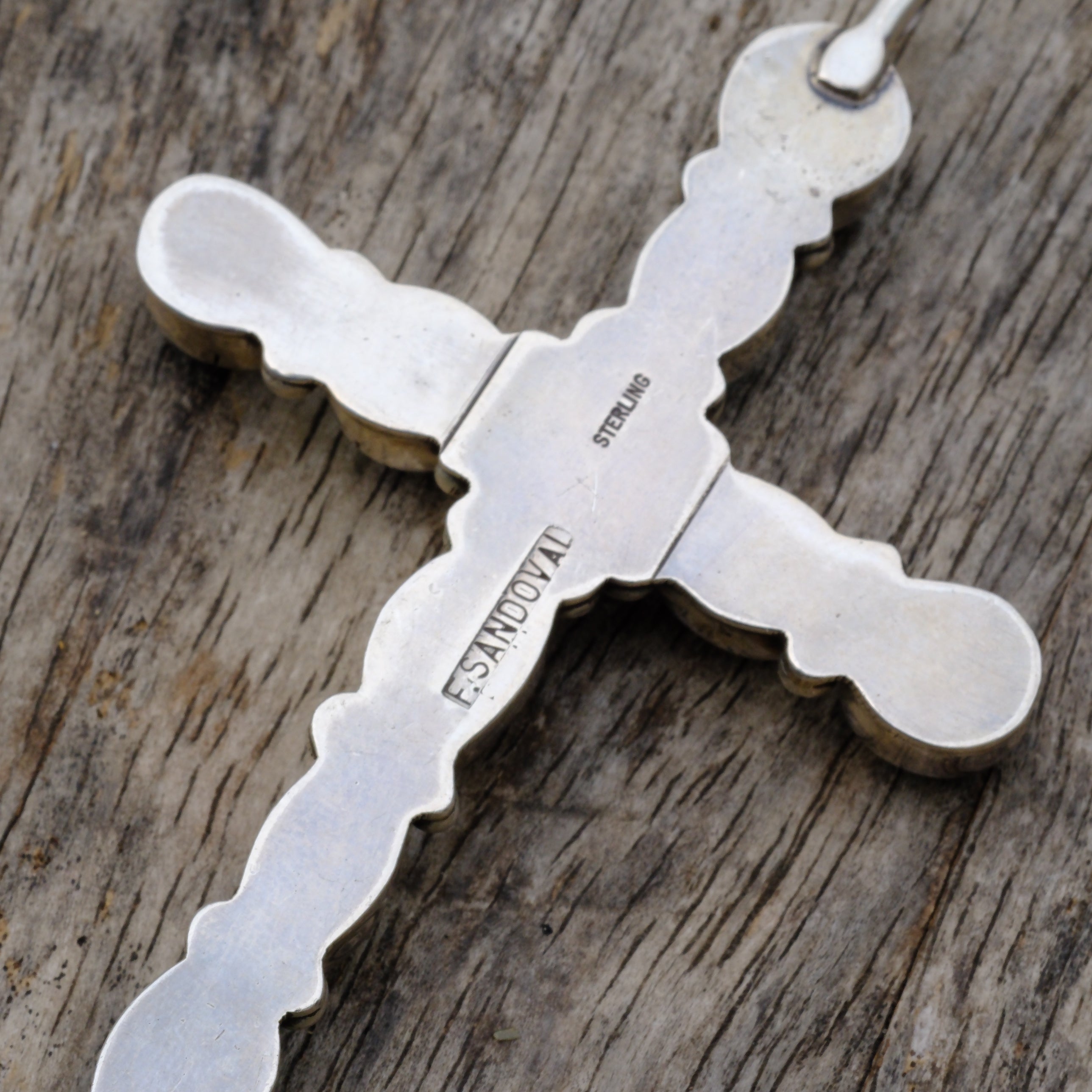 HUGE Vintage Sterling Turquoise Cluster Cross Pendant