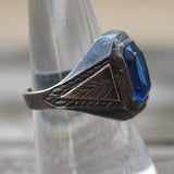 Vintage Sterling Blue Stone Signet Ring 8
