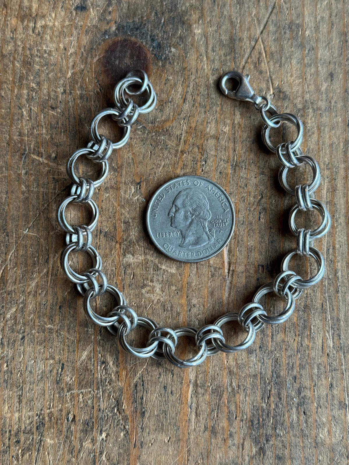 Vintage Sterling Silver Double Link Chain Bracelet