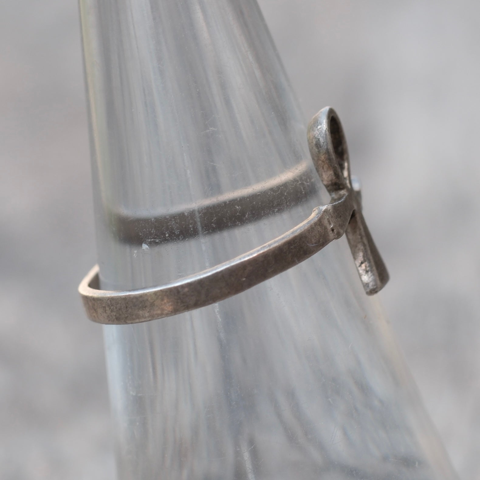 Vintage Sterling Silver Ankh Ring 7.5