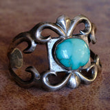 HEAVY Vintage Sterling Cerrillos Turquoise Sandcast Cuff