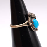 Vintage Sterling Turquoise Feather Ring 6