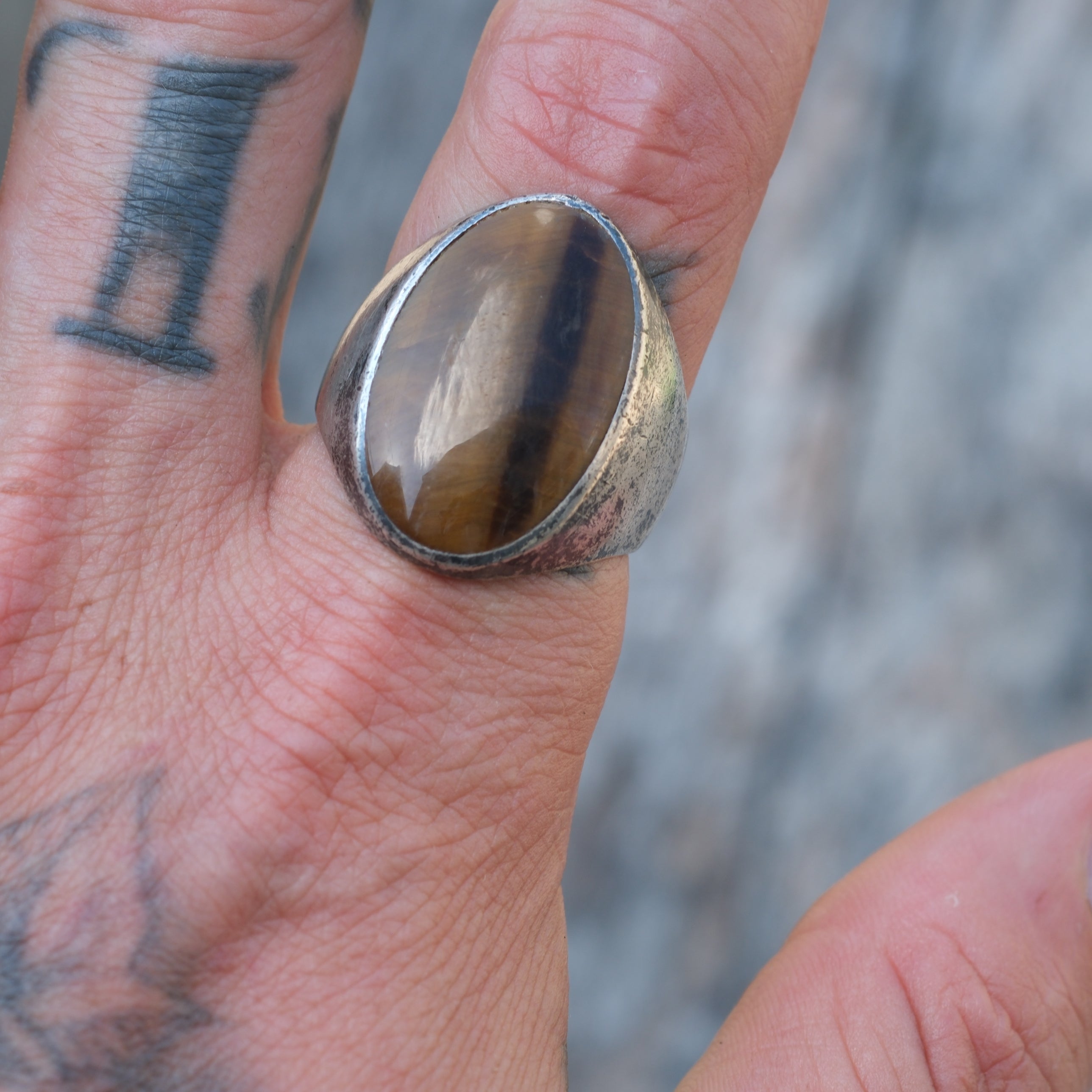 Vintage Sterling Tigers Eye Ring 11.25
