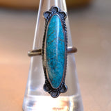 Vintage Sterling Turquoise Roper Ring 7.5