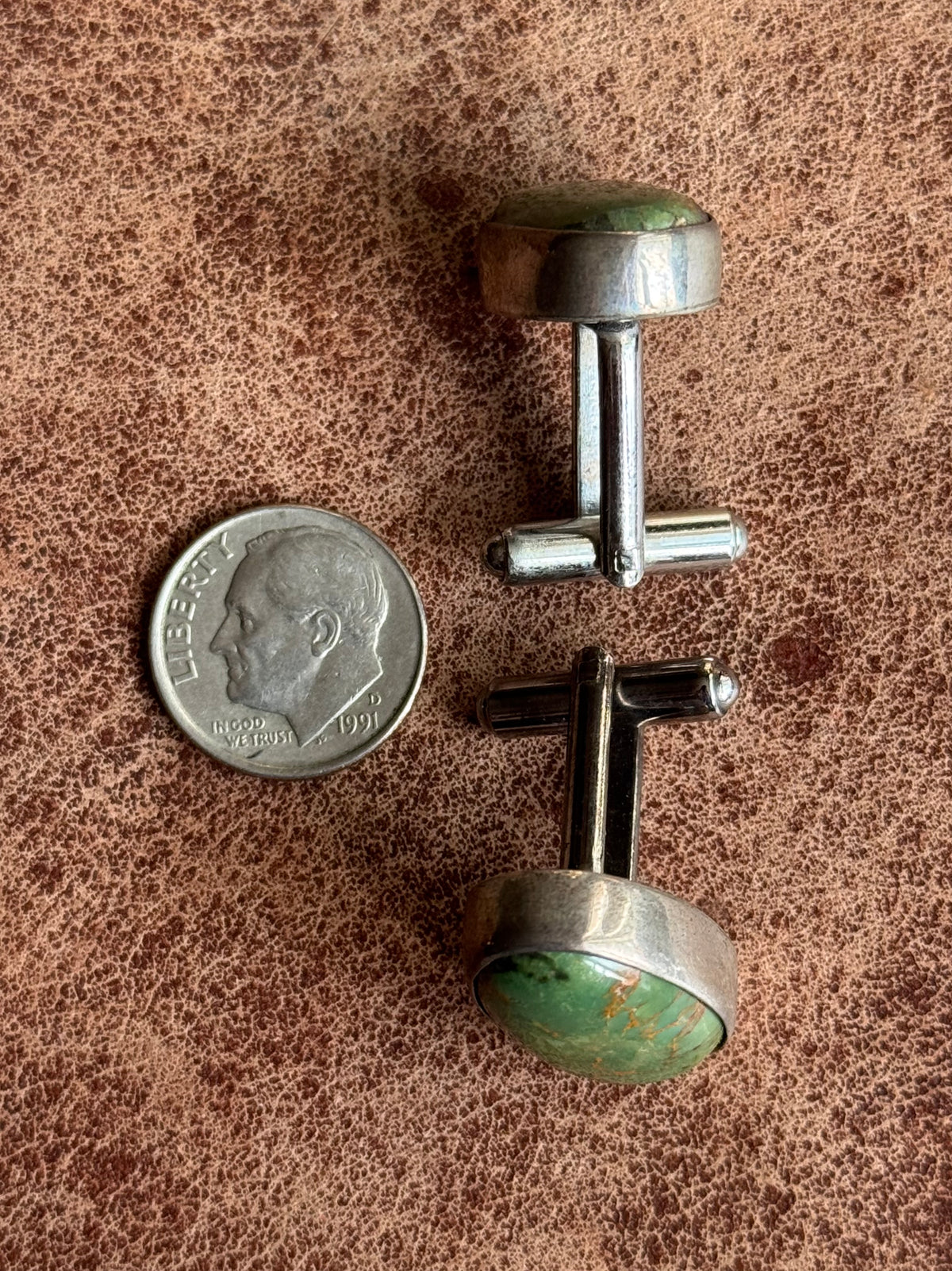 Vintage Sterling Silver Royston Turquoise Cufflinks