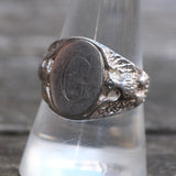 Vintage Sterling G Engraved Signet Ring 9.75